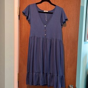 Ribbed Blue Dress